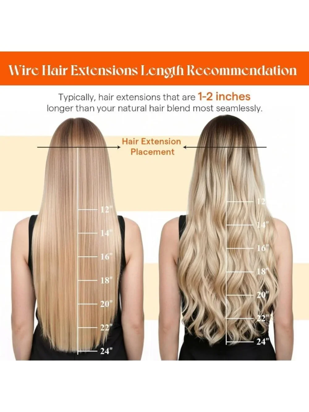 Real Human Hair Wire Extensions - Adjustable Clip-In Hairpiece for Volume